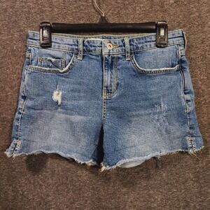 Pilcro and the Letterpress Womens 26 (W28) Slim Boyfriend Denim Shorts Raw Hem